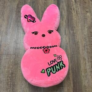 Peeps Plush Bunny Pillow Pink Love Punk Design Embroidered Easter Holiday‎